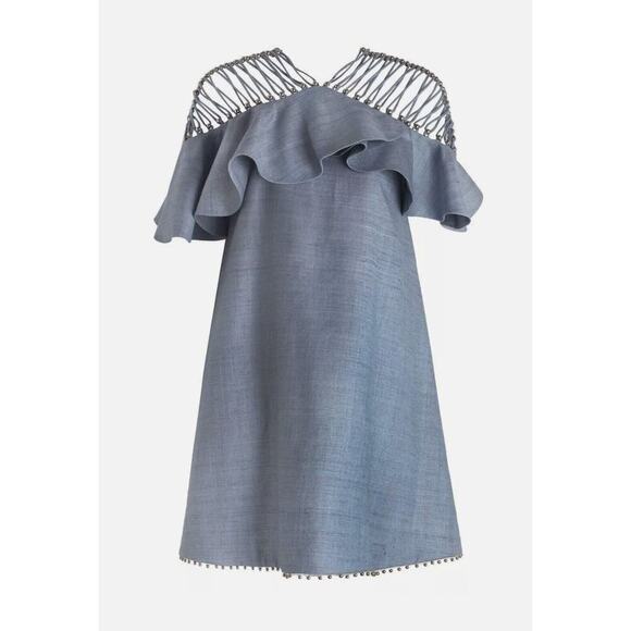 RARE $1900 Zimmermann Havoc Lattice Silk Flounce Dress Sz US 4/ Small /0 - Picture 5 of 16